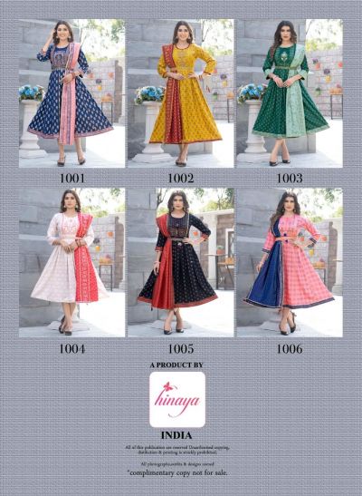 Hinaya Elina Vol 1 Heavy Festive Wear Wholesale Anarkali Kurtis With Dupatta Catalog